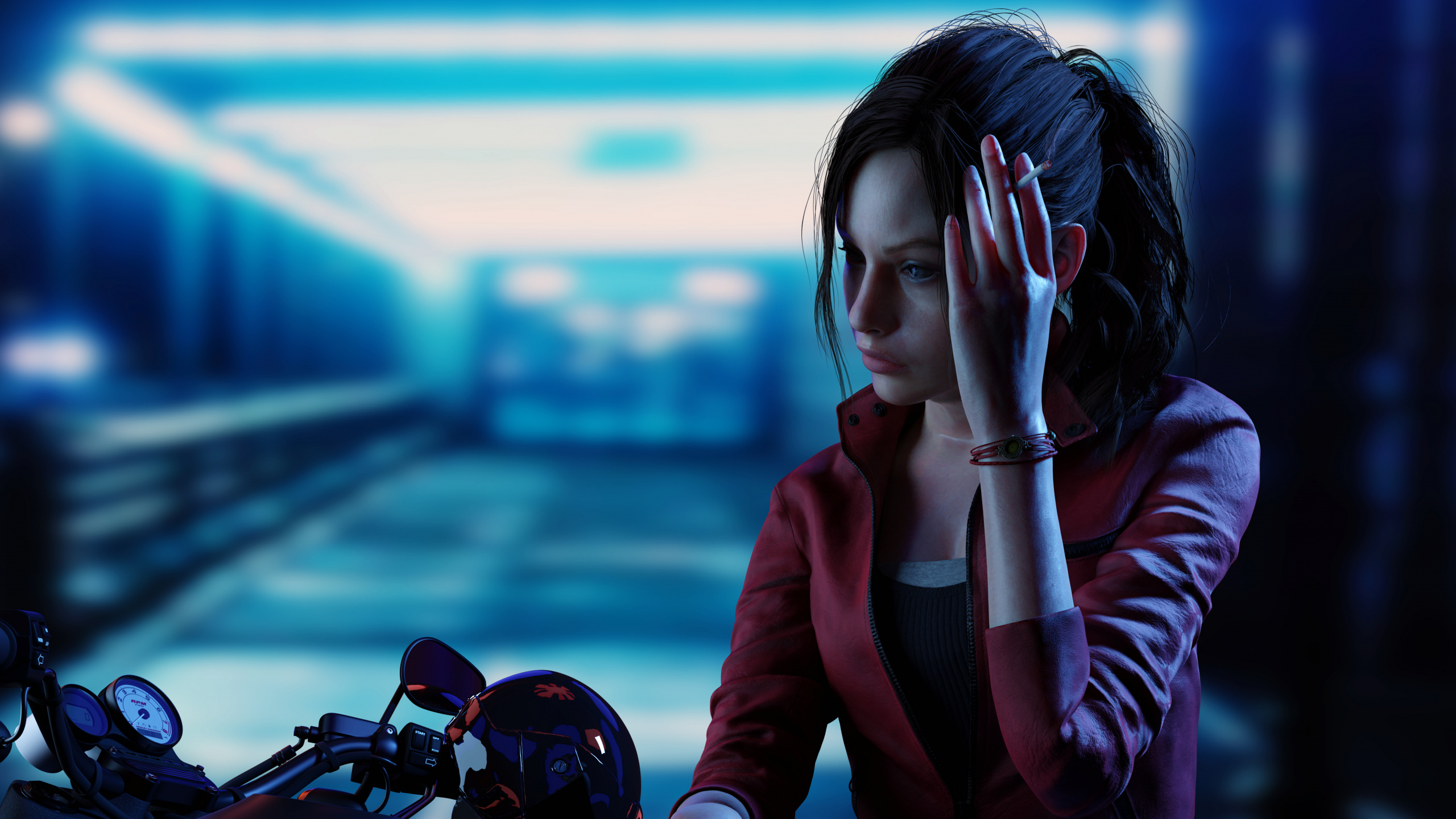 Azul, Dispositivo Electrónico, Señora, Claire Redfield, Resident Evil. Wallpaper in 2560x1440 Resolution
