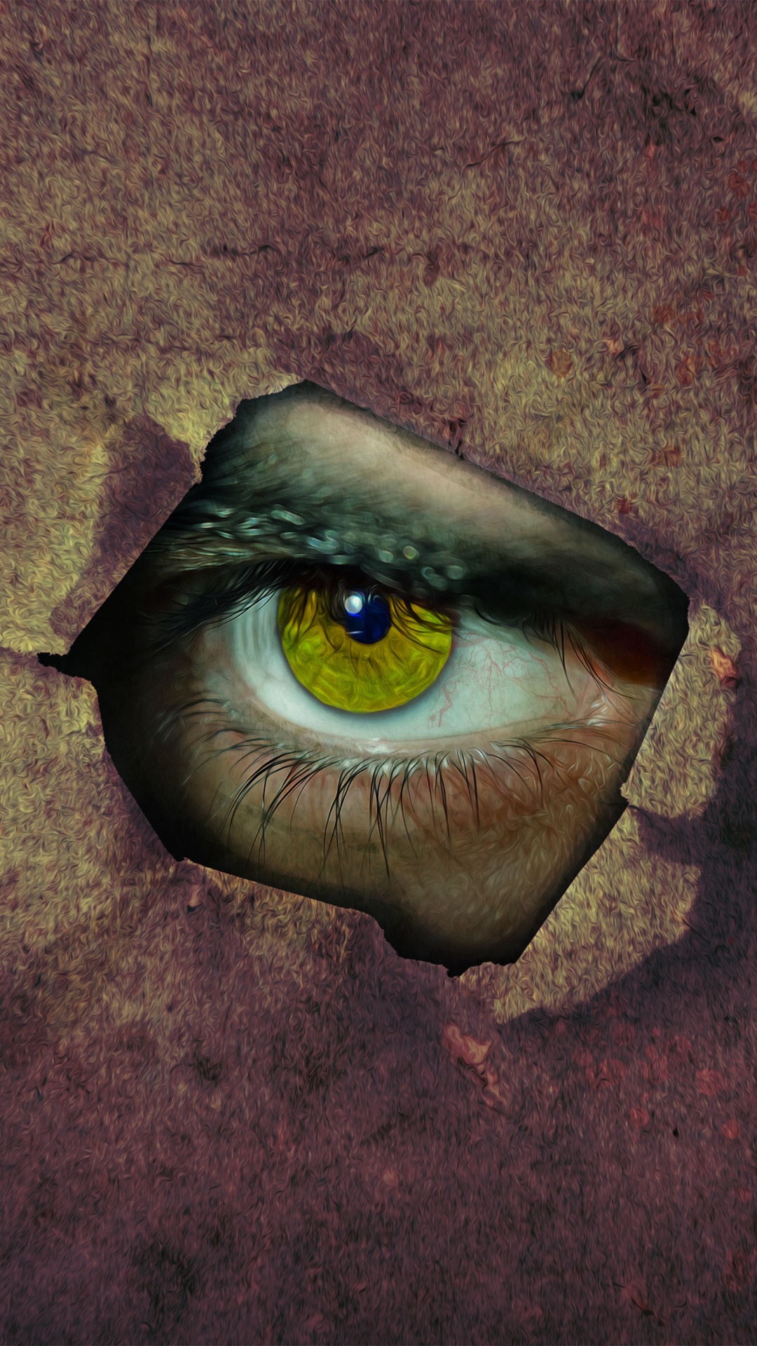 Malerei Mit Braunen Und Schwarzen Augen. Wallpaper in 1080x1920 Resolution