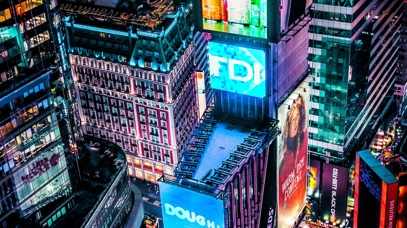 Time Square Sfondi, Times Square, Building, Skyscraper, Cityscape. Wallpaper in 1366x768 Resolution