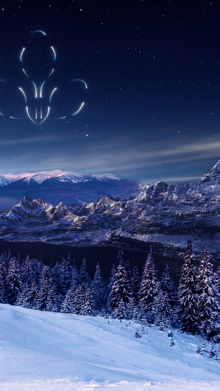 Montagne Couverte de Neige Pendant la Nuit. Wallpaper in 720x1280 Resolution
