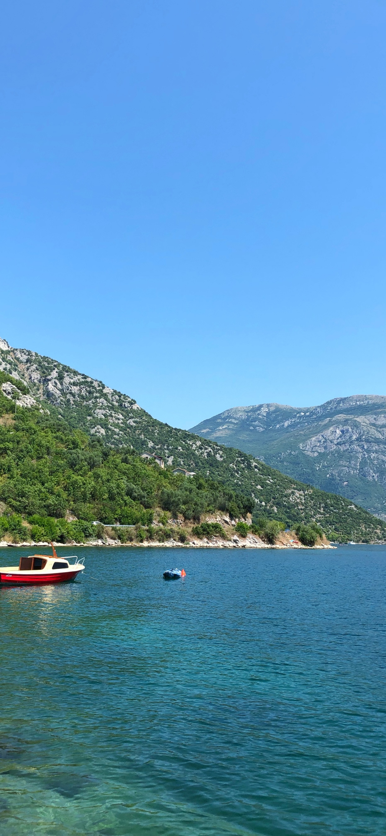 Body of Water, Mountainous Landforms, Water, Watercraft, Mountain Range. Wallpaper in 1242x2688 Resolution