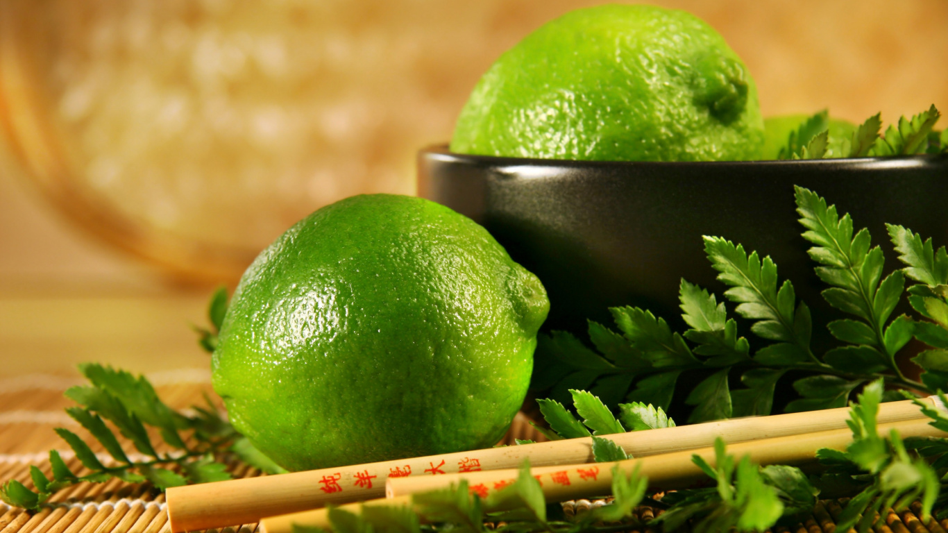 Lime, Lemon, Green, Citrus, Ingredient. Wallpaper in 1366x768 Resolution