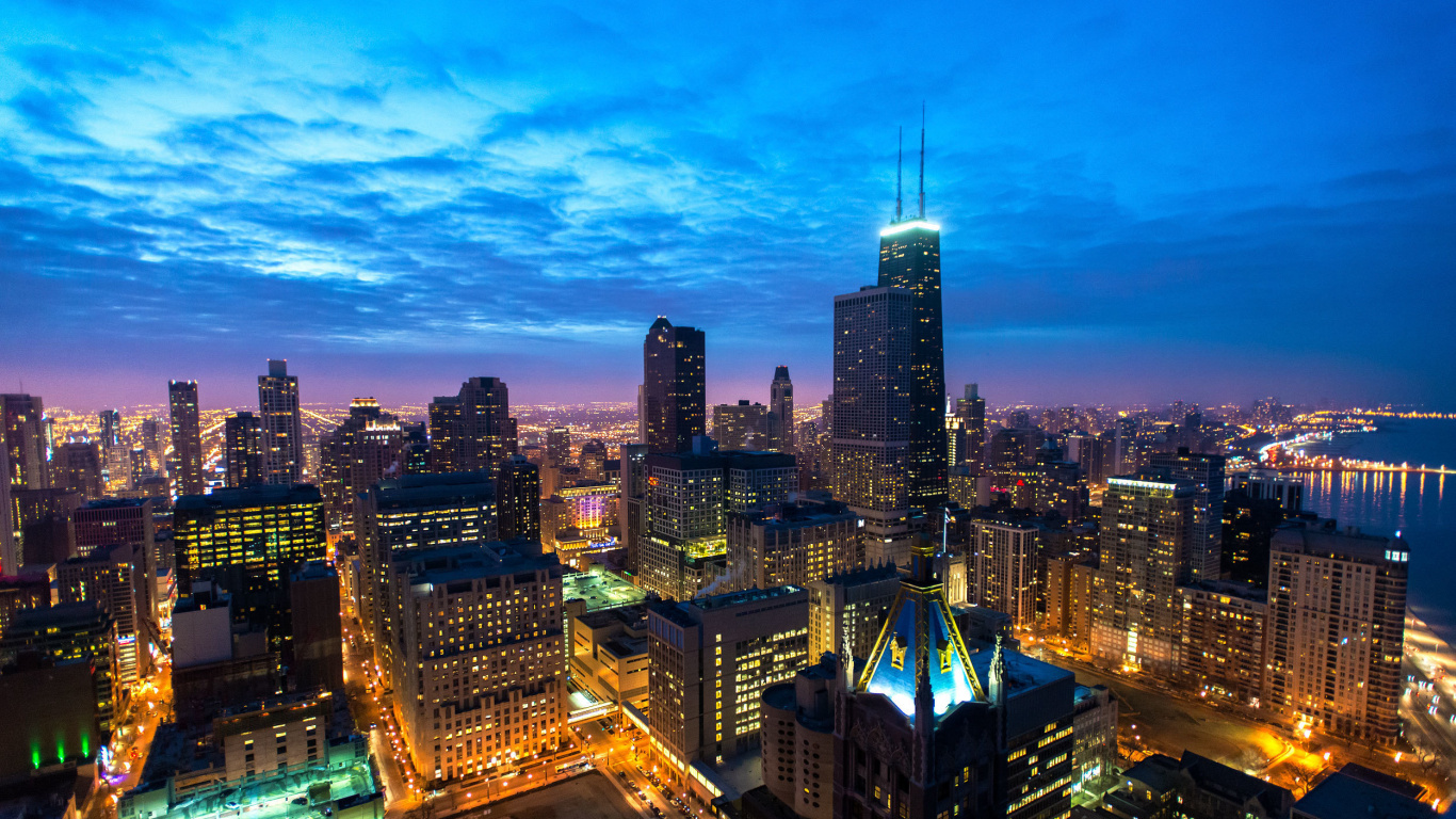 City Skyline Under Blue Sky During Daytime. Wallpaper in 1366x768 Resolution