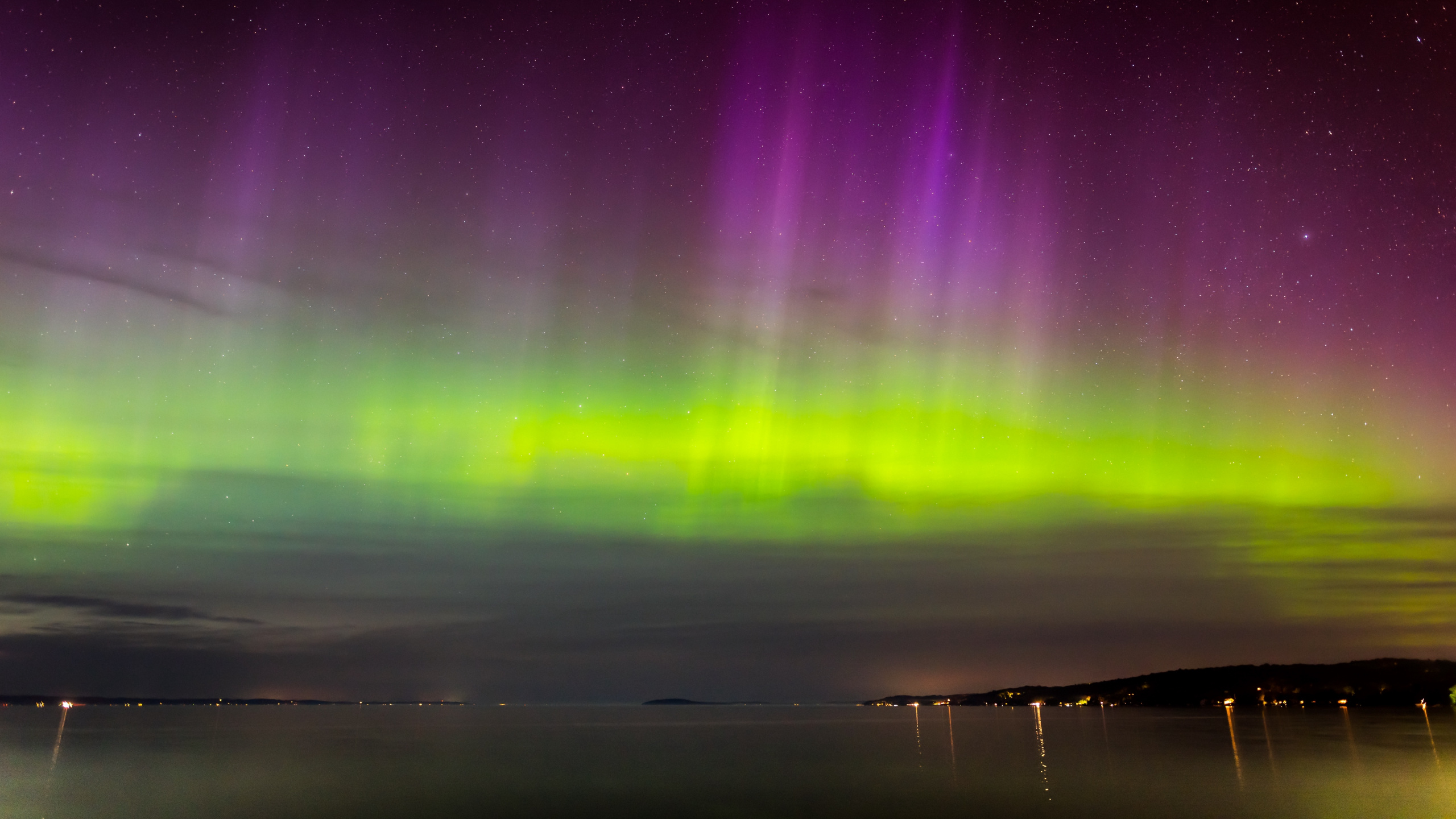 Aurora, Horizon, Nuit, Nature, Green. Wallpaper in 2560x1440 Resolution