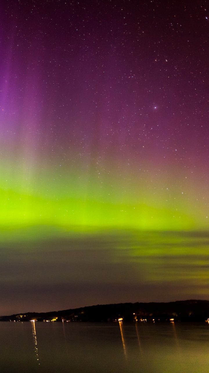 Aurora, Horizon, Nuit, Nature, Green. Wallpaper in 720x1280 Resolution