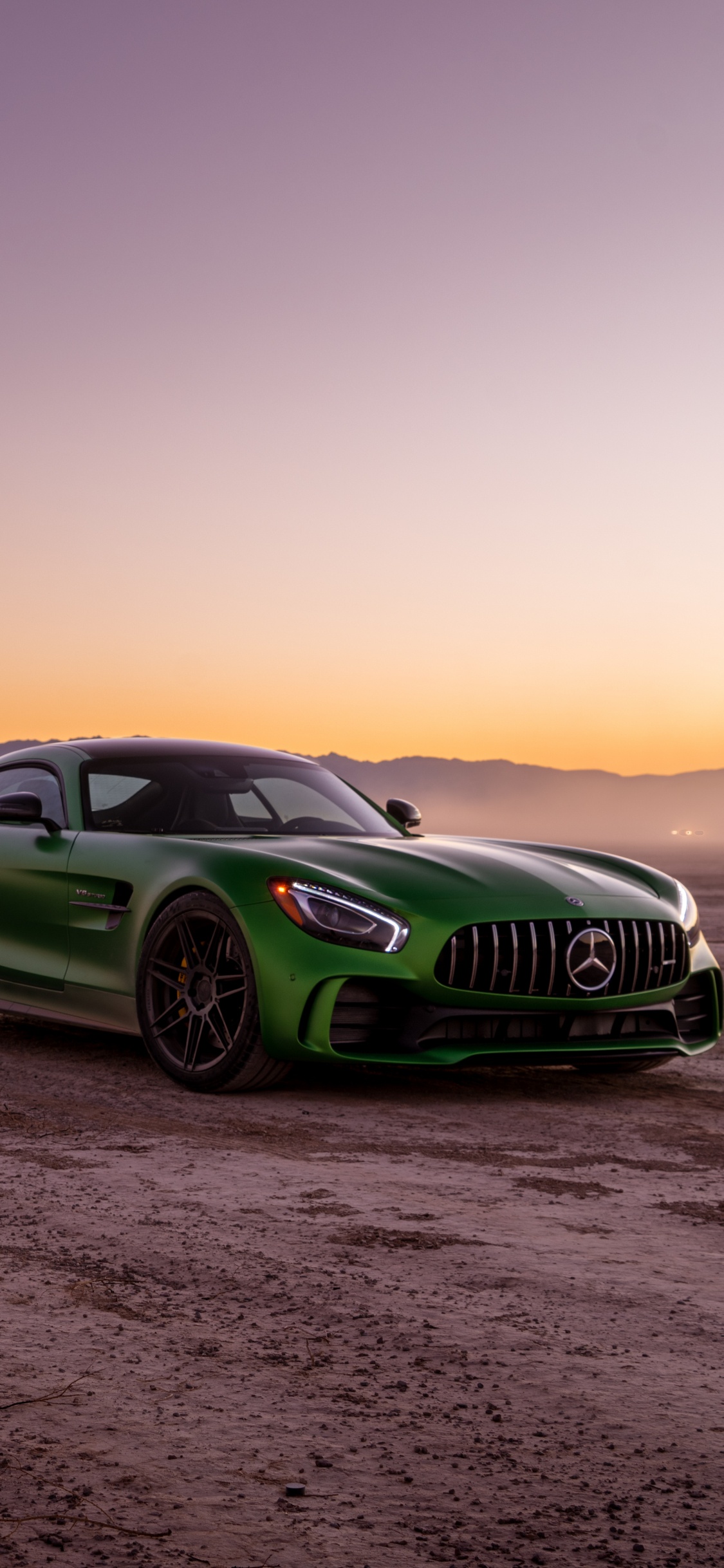 Porsche 911 Verte Sur Sable Brun Pendant la Journée. Wallpaper in 1125x2436 Resolution