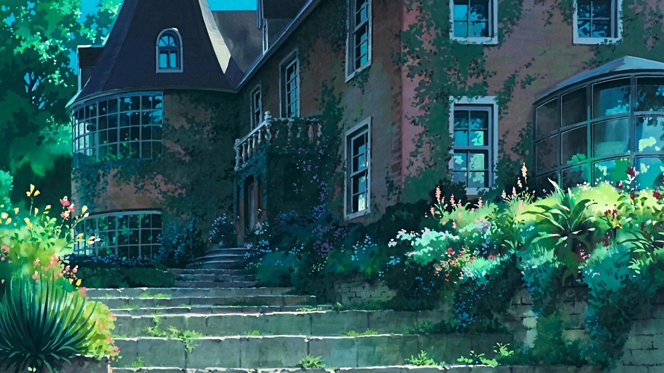 Maisons de Service de Livraison de Kikis, Fenêtre, Green, Bâtiment, Végétation. Wallpaper in 1366x768 Resolution