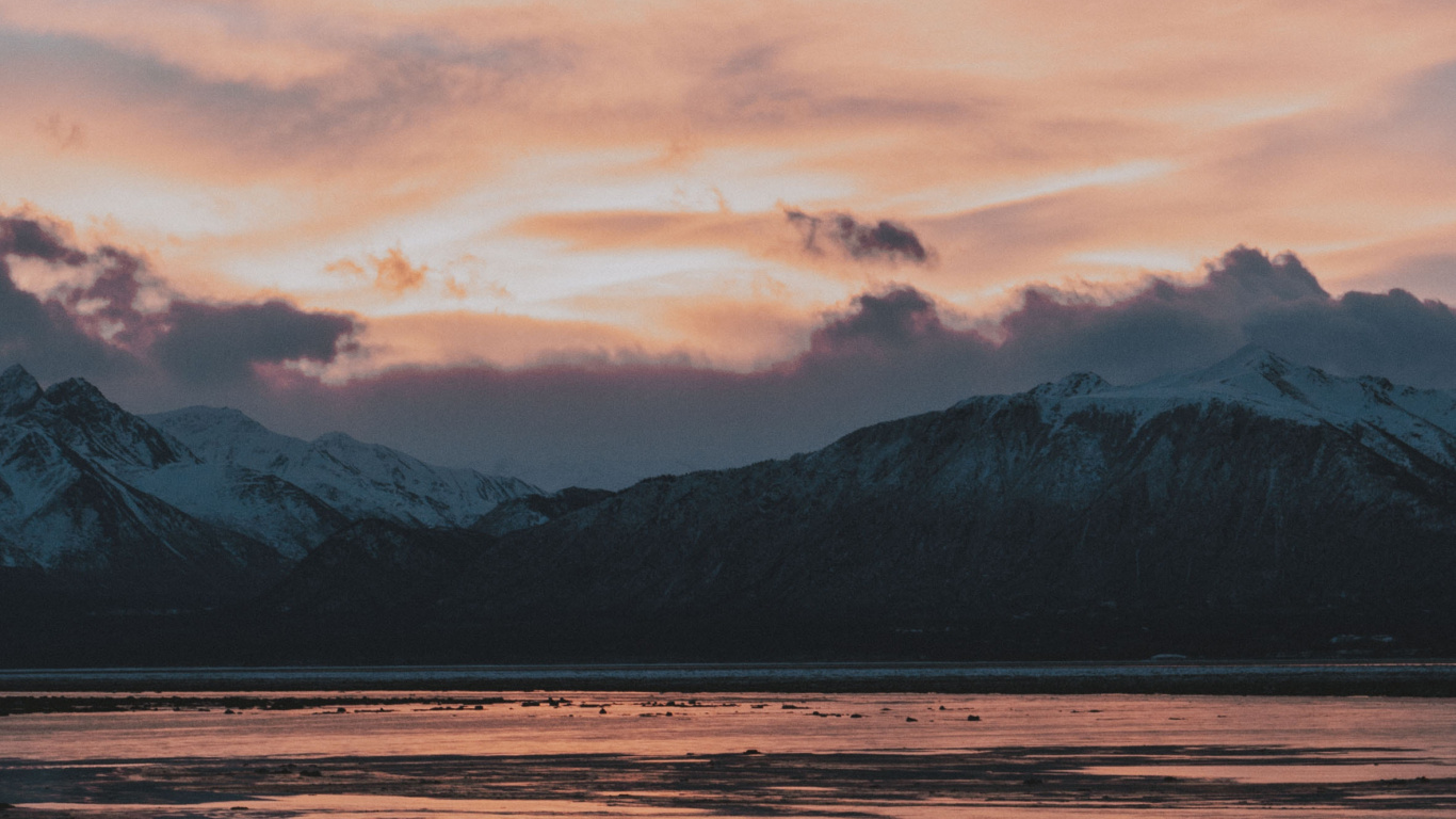 Cloud, Afterglow, Horizont, Sonnenuntergang, Abend. Wallpaper in 1366x768 Resolution