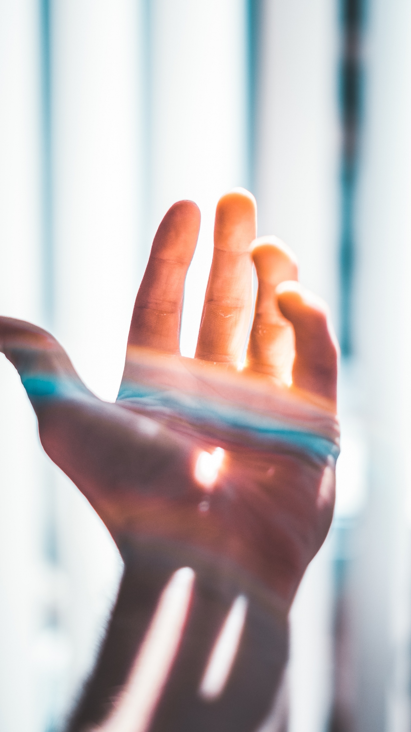 Persons Hand With Blue Paint. Wallpaper in 1440x2560 Resolution