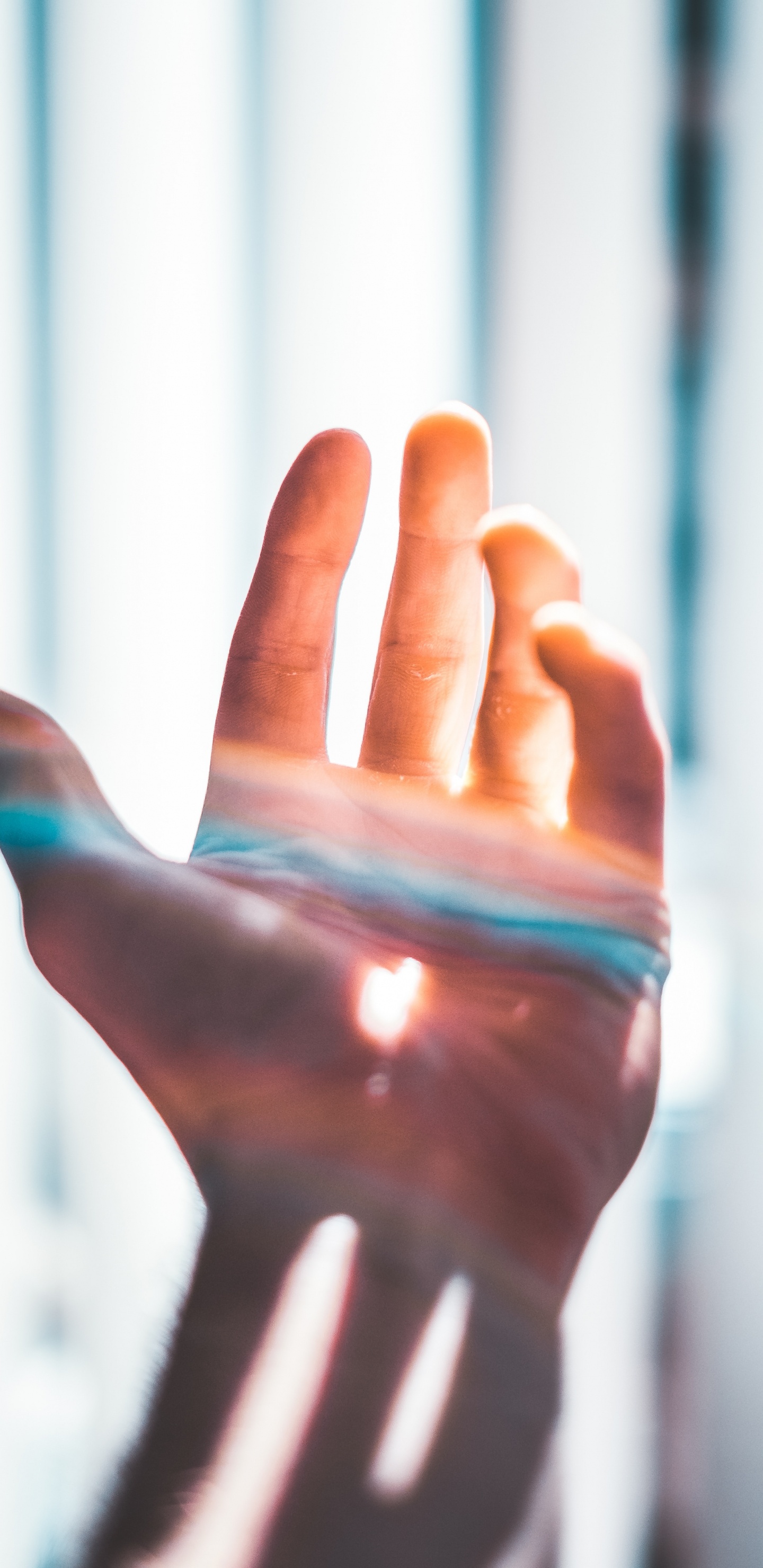 Persons Hand With Blue Paint. Wallpaper in 1440x2960 Resolution