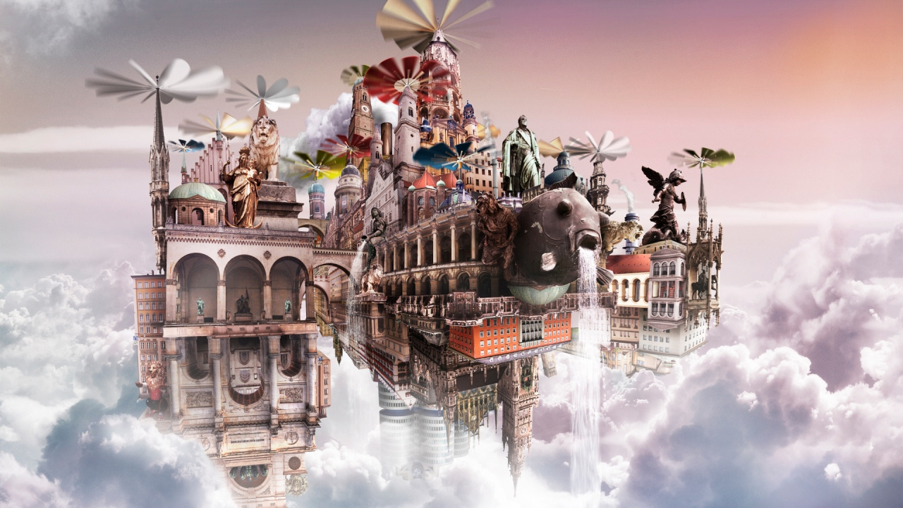 Ciudad Nube, Bioshock, Arte, Ilustración, Viento. Wallpaper in 1280x720 Resolution