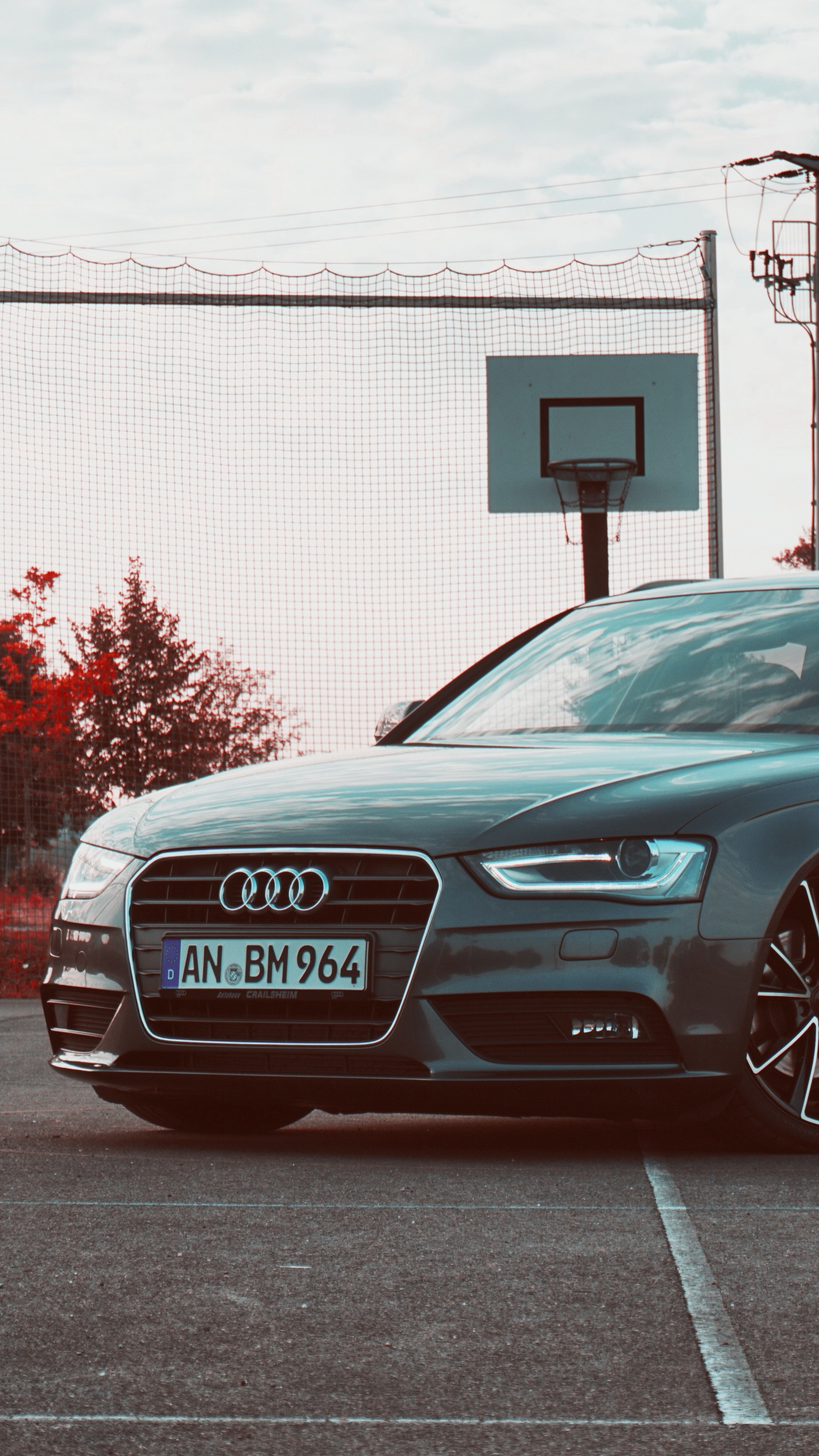 Berline Audi Noire Garée Sur Une Route en Béton Gris Pendant la Journée. Wallpaper in 1440x2560 Resolution