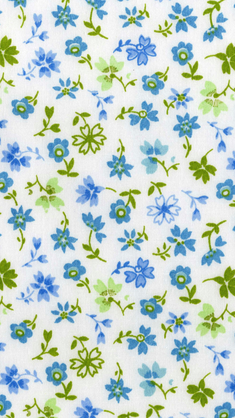 Textile Floral Blanc et Bleu. Wallpaper in 750x1334 Resolution
