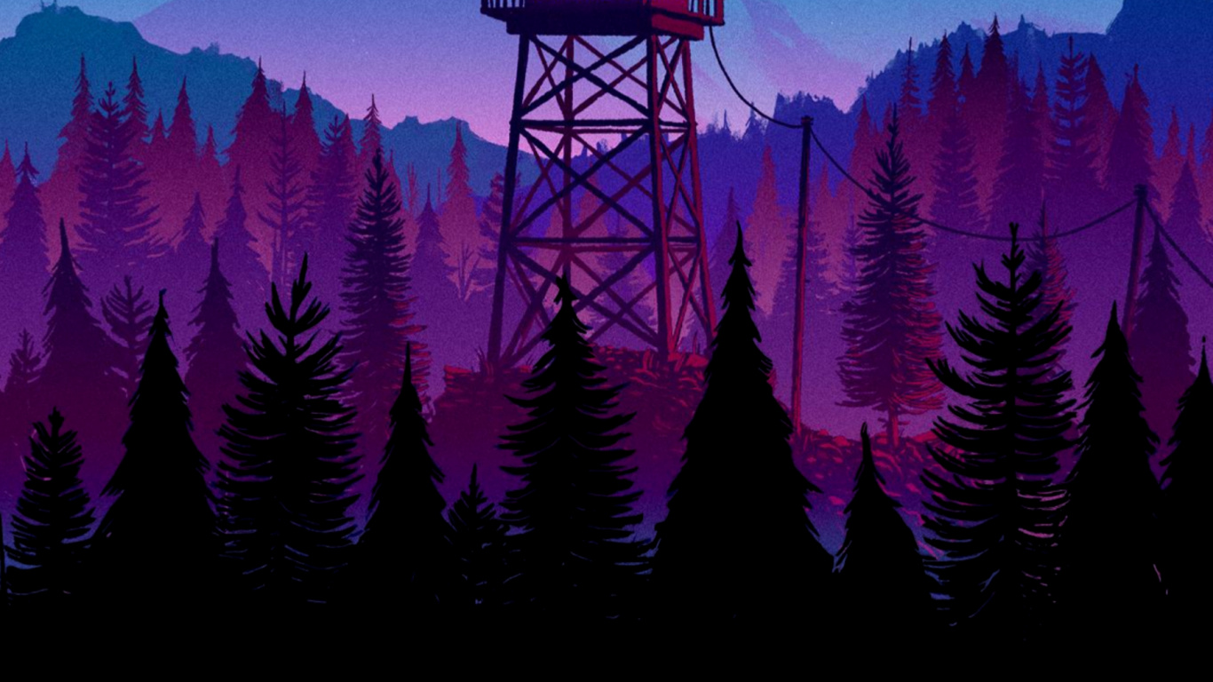 Firewatch, Smartphone, Tablet, Evening, Dusk. Wallpaper in 1366x768 Resolution