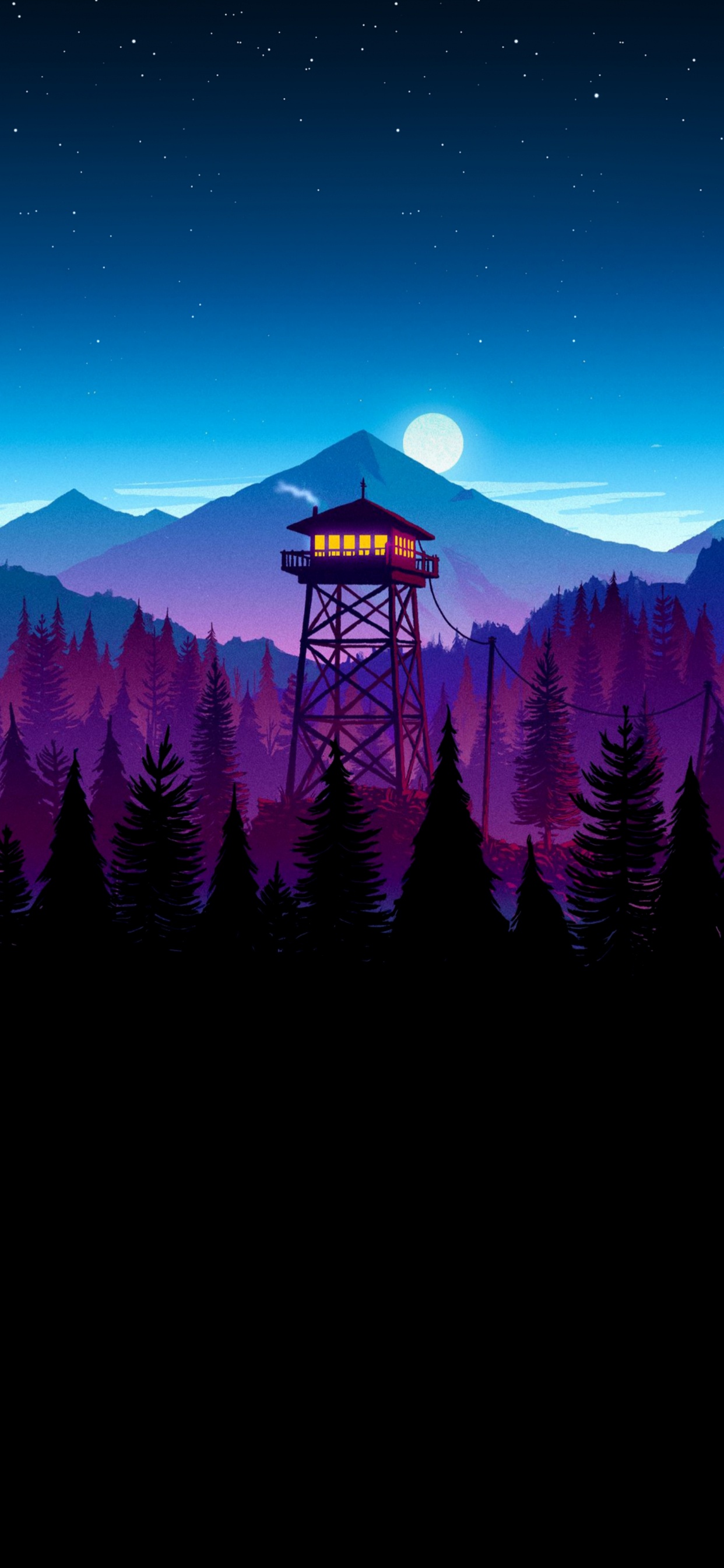 Firewatch, Smartphone, Tablet, Noche, Atardecer. Wallpaper in 1242x2688 Resolution