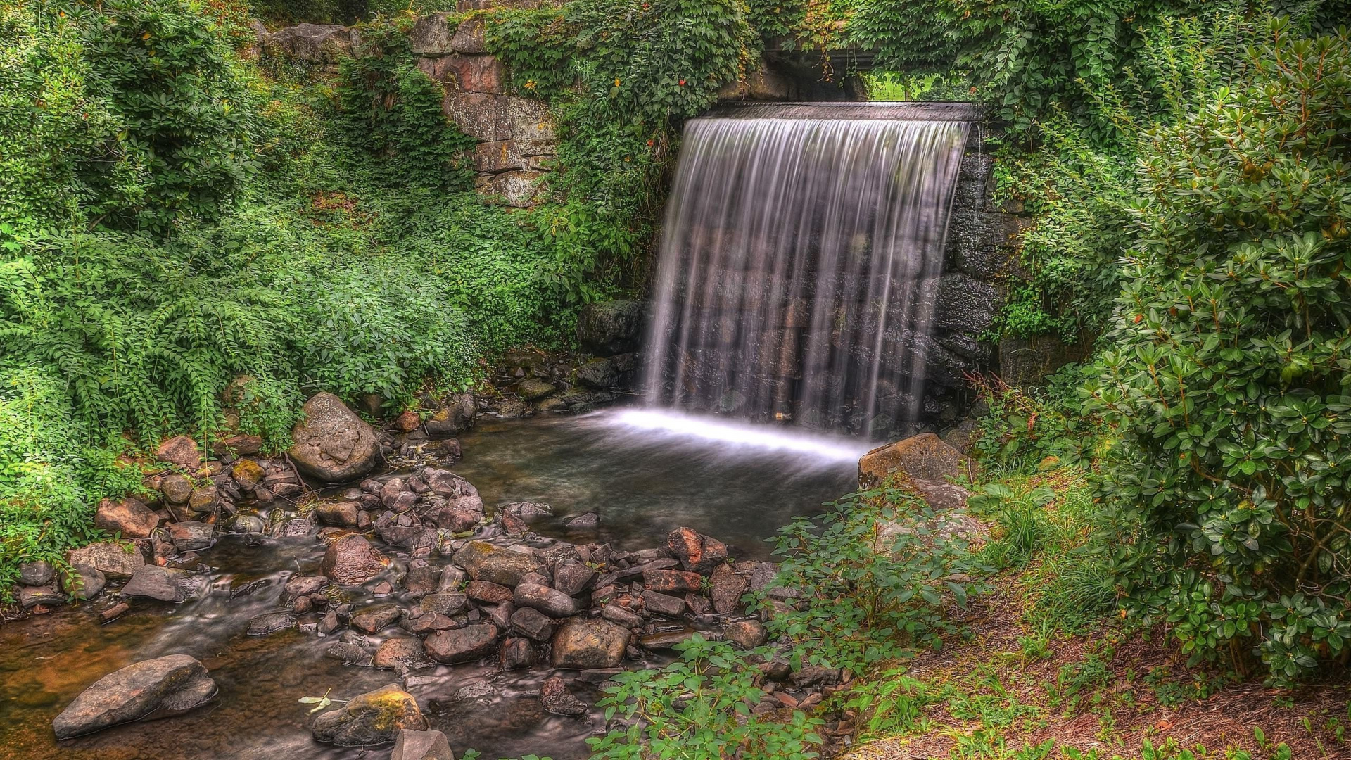 Waterfalls in The Middle of The Forest. Wallpaper in 1920x1080 Resolution