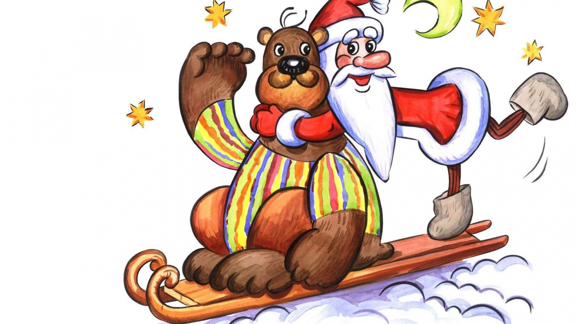 Neujahr, Cartoon, Illustration, Wirbeltier, Weihnachtsdekoration. Wallpaper in 1920x1080 Resolution