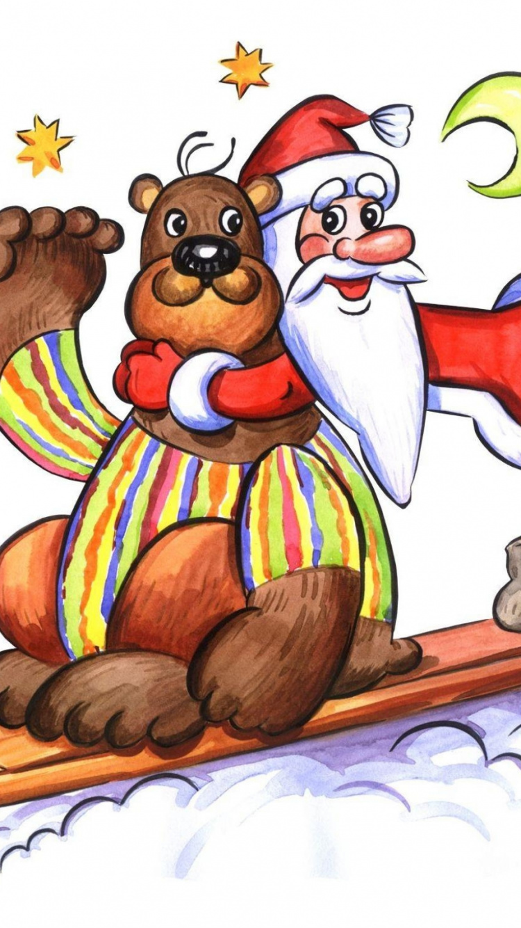 Neujahr, Cartoon, Illustration, Wirbeltier, Weihnachtsdekoration. Wallpaper in 750x1334 Resolution