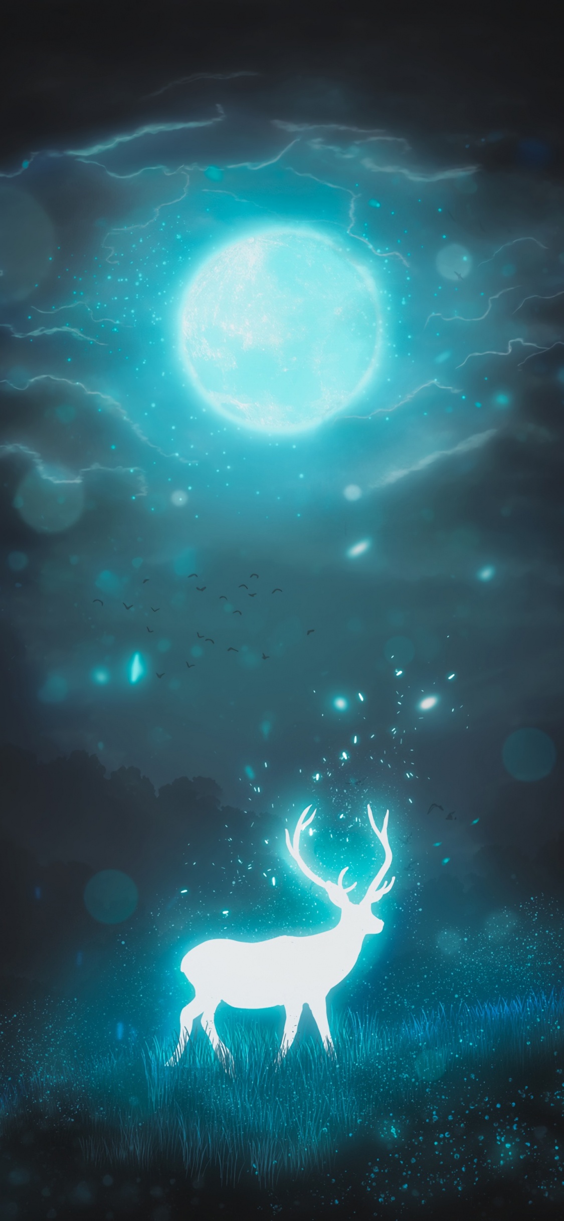 Blaue Und Weiße Herzillustration. Wallpaper in 1125x2436 Resolution