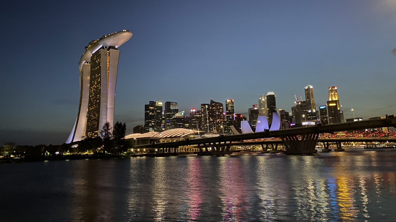 Singapour, Corps de L'eau, Nuit, Nature, Tour de Bloc. Wallpaper in 1366x768 Resolution