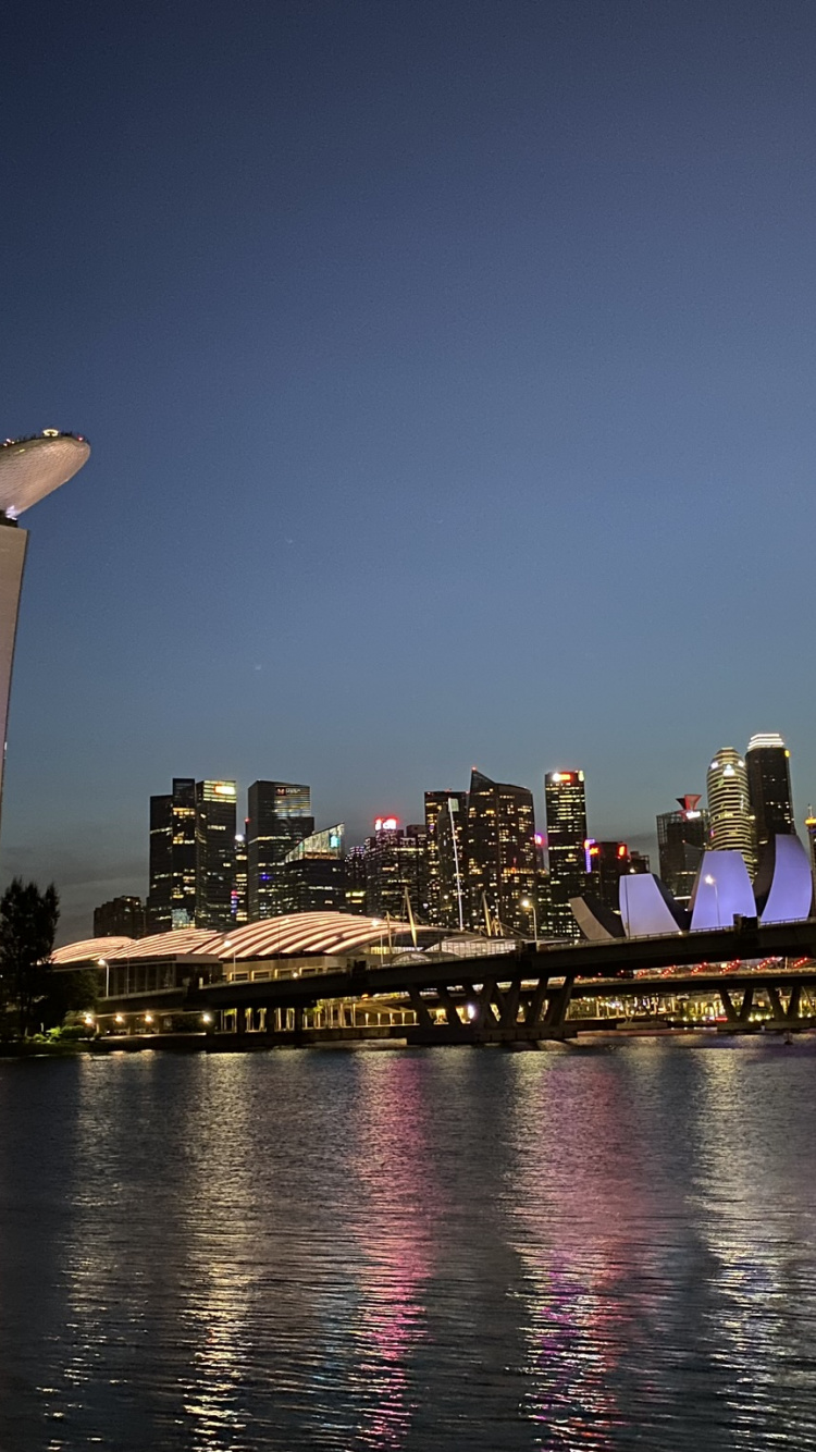 Singapour, Corps de L'eau, Nuit, Nature, Tour de Bloc. Wallpaper in 750x1334 Resolution