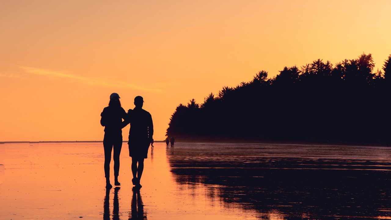 Sunset, Horizon, Evening, Dusk, Sea. Wallpaper in 1280x720 Resolution