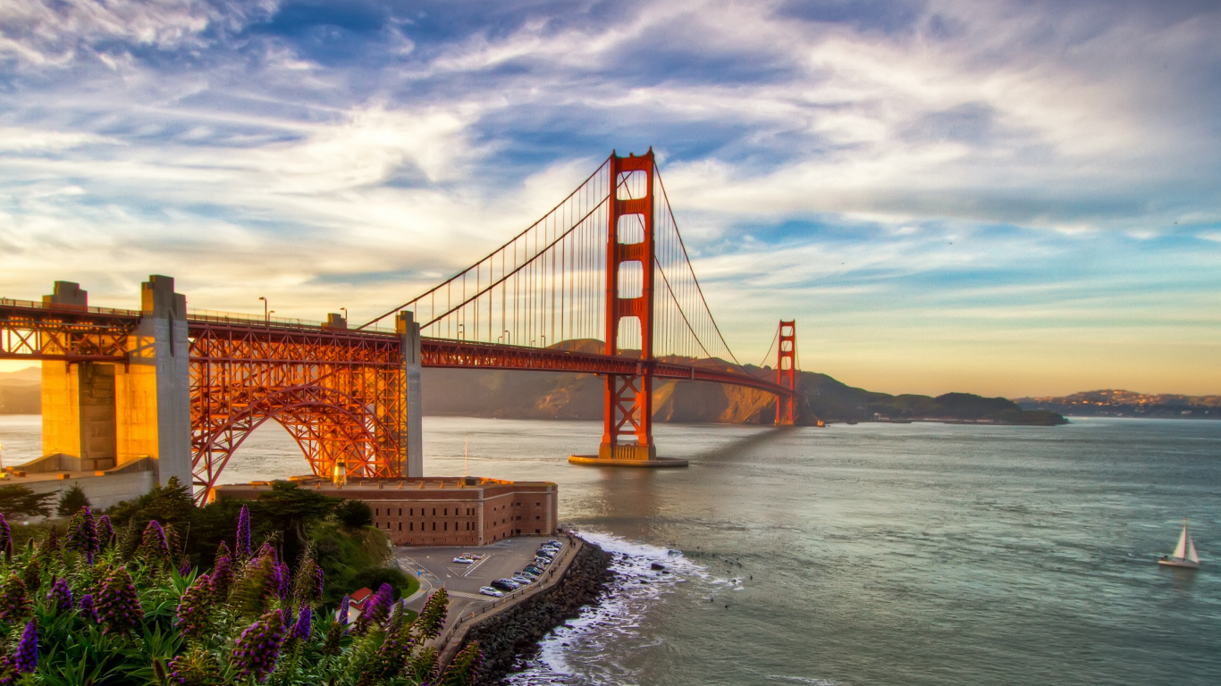 Pont du Golden Gate San Francisco Californie. Wallpaper in 1366x768 Resolution