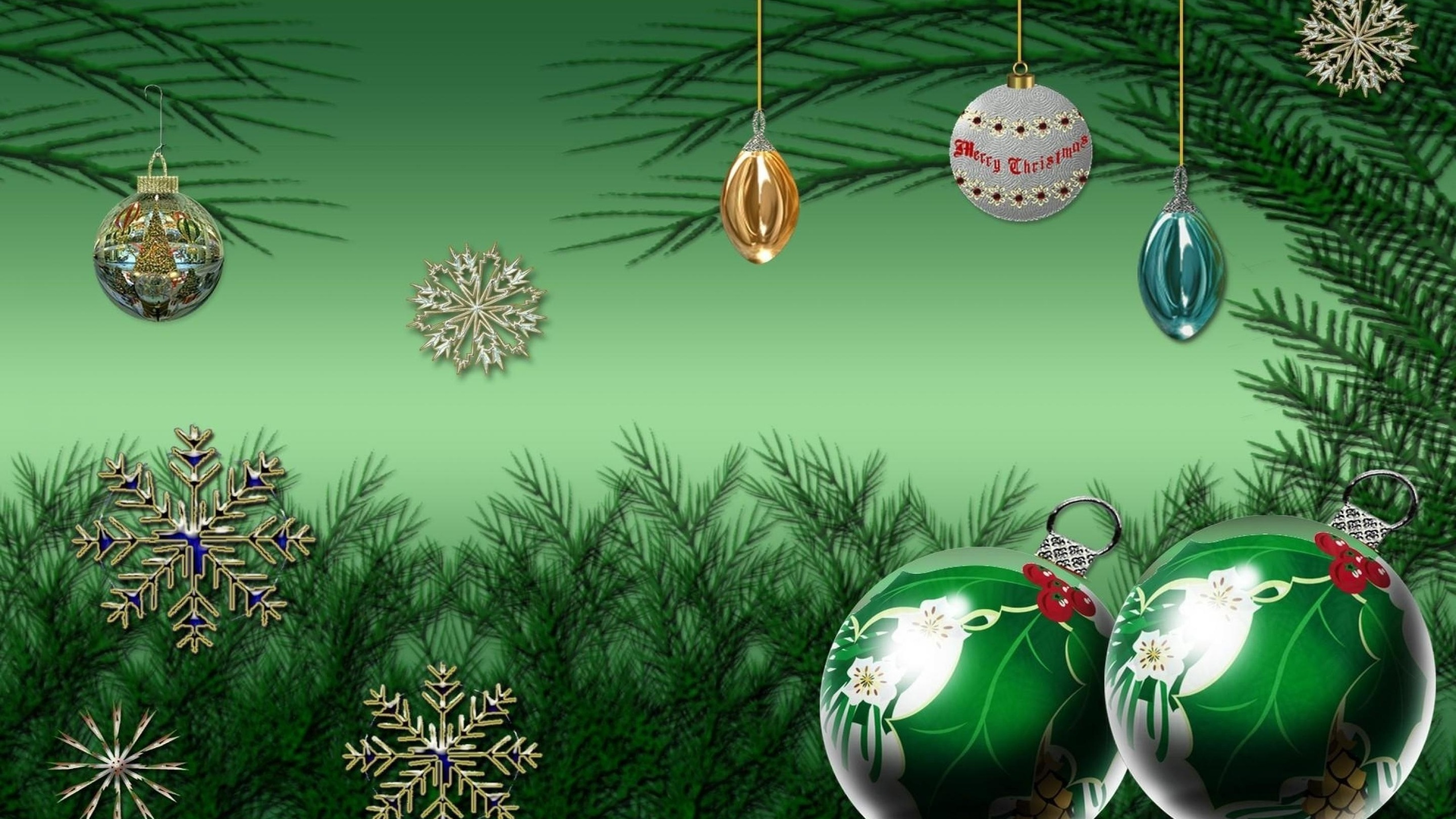 Nochevieja, El Día De Navidad, Decoración de la Navidad, Adorno de Navidad, Verde. Wallpaper in 2560x1440 Resolution