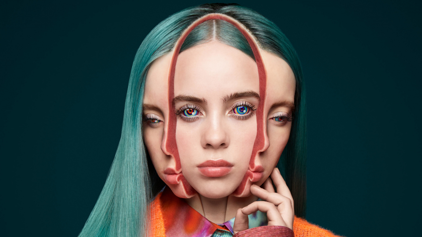 Billie Eilish, Stirn, Nase, Haut, Lippe. Wallpaper in 1366x768 Resolution