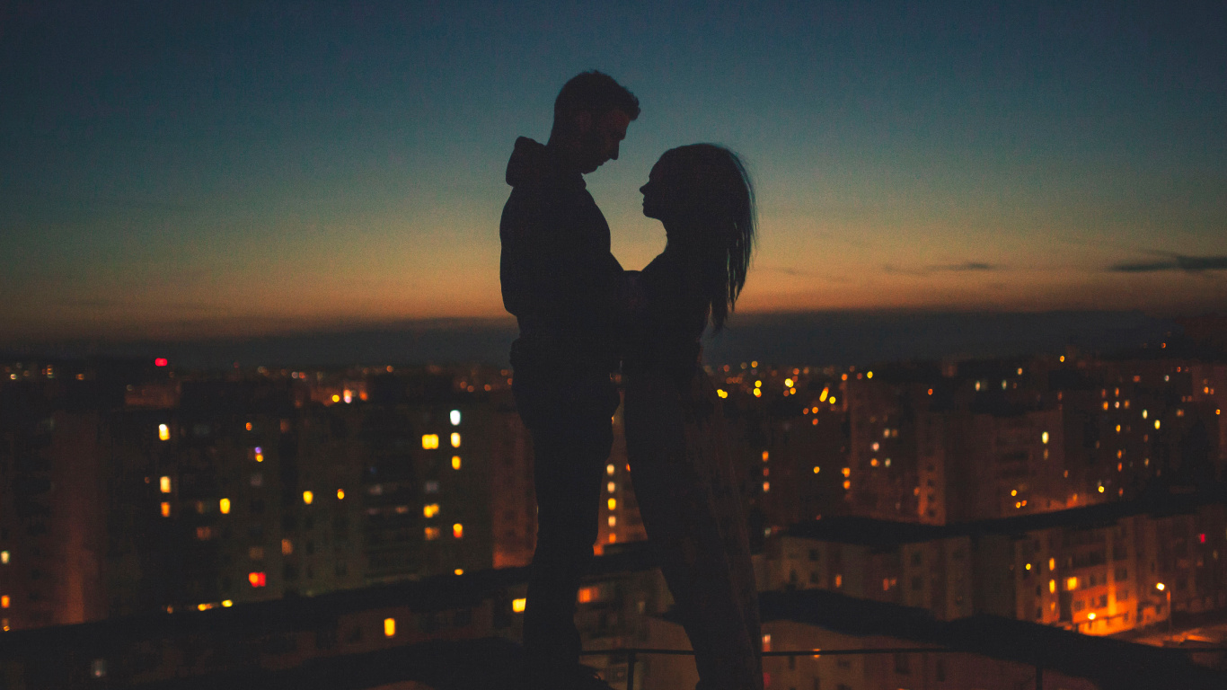 Night, Evening, Love, City, Lyrics. Wallpaper in 1366x768 Resolution