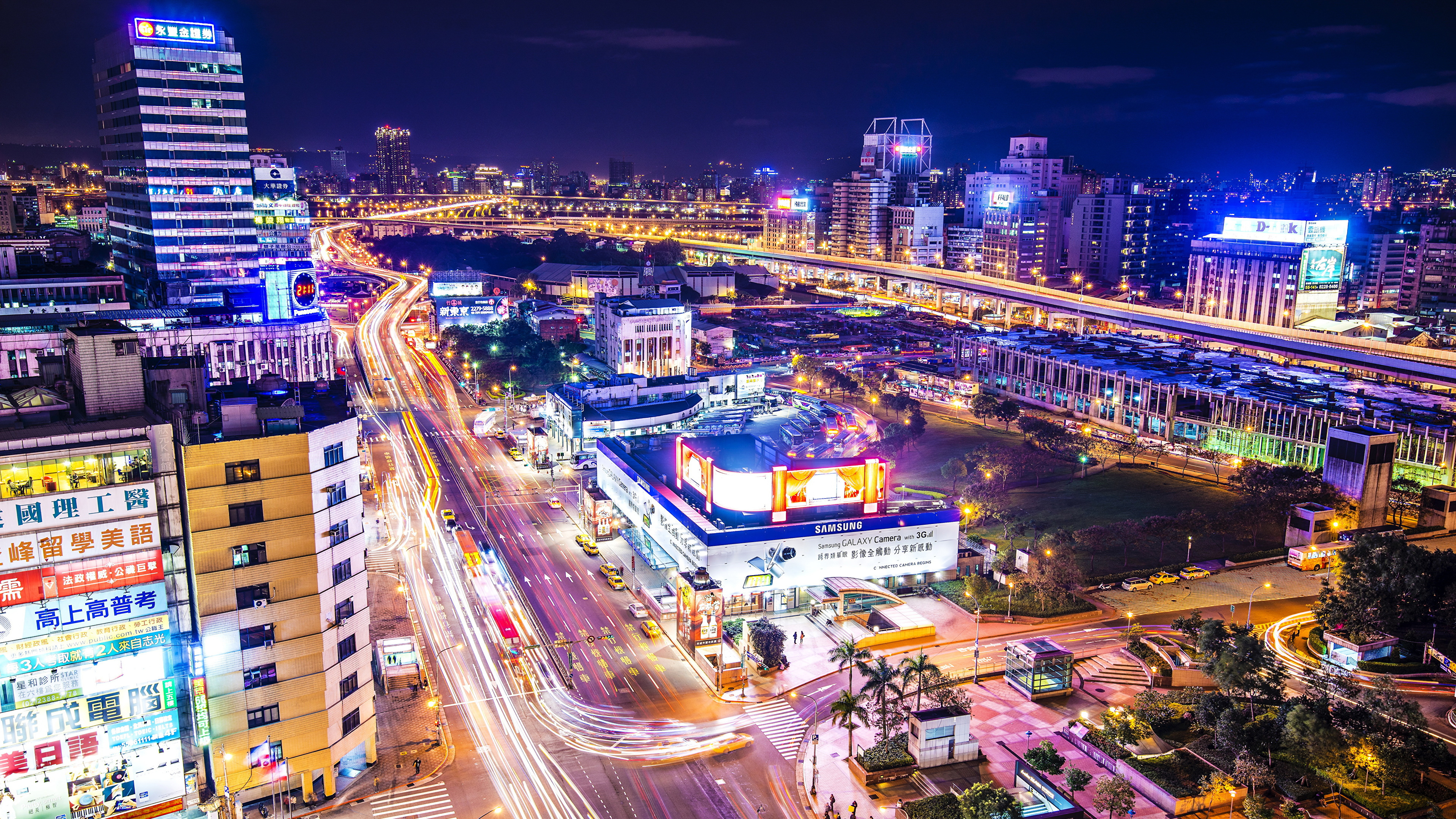 Aerial View of City During Night Time. Wallpaper in 3840x2160 Resolution