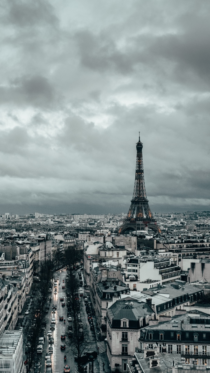 Arc de Triomphe, Eiffel Tower, Cathdrale Notre-Dame de Paris, Tower, Cloud. Wallpaper in 720x1280 Resolution