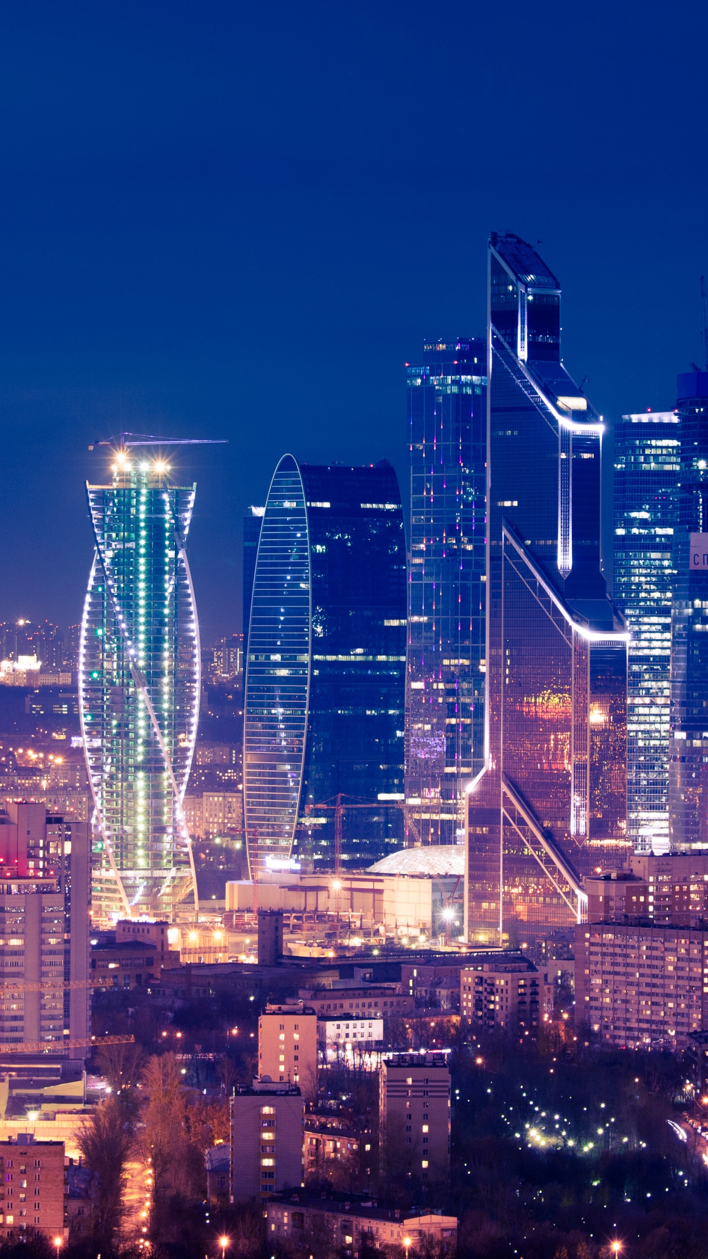 City Skyline During Night Time. Wallpaper in 1440x2560 Resolution