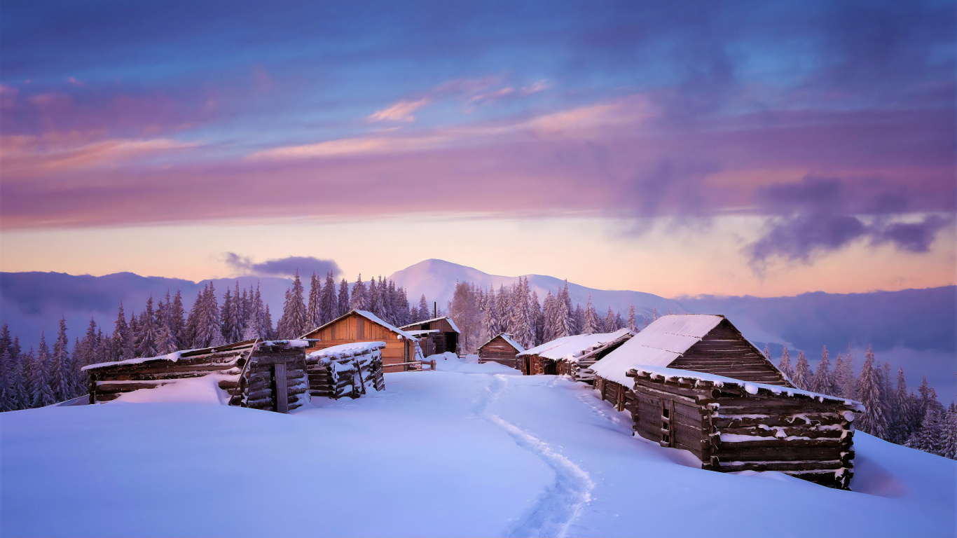 Winter, Schnee, Natur, Cloud, Bergigen Landschaftsformen. Wallpaper in 1366x768 Resolution