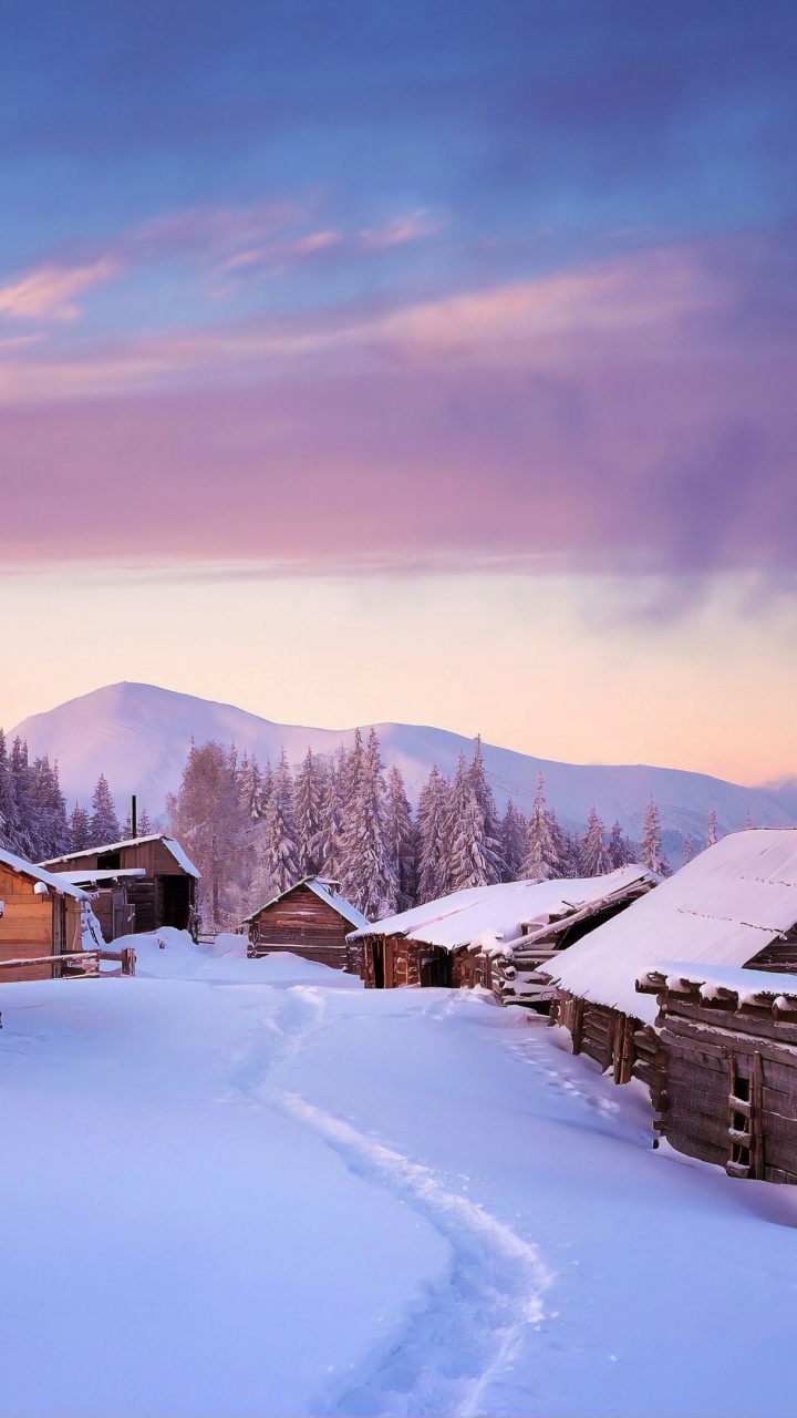 Winter, Schnee, Natur, Cloud, Bergigen Landschaftsformen. Wallpaper in 720x1280 Resolution