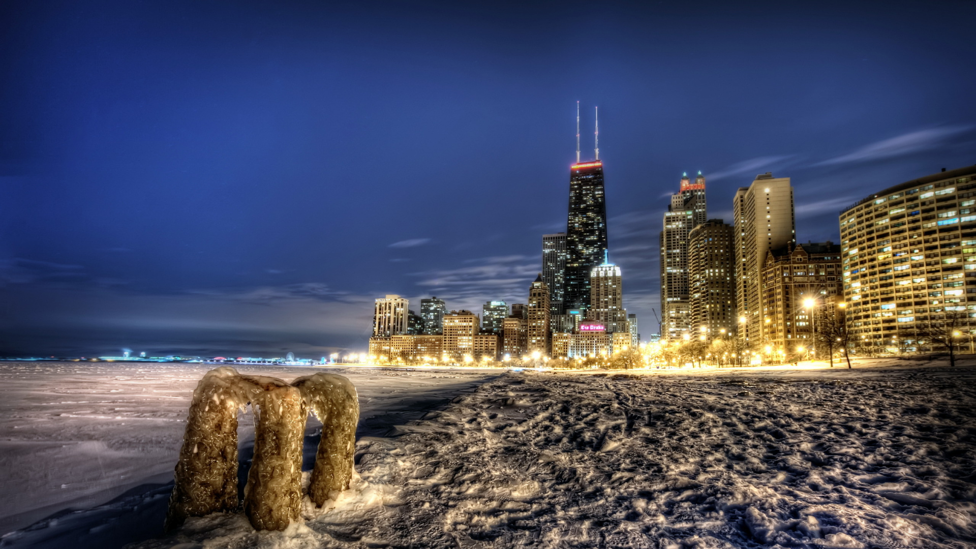 City Skyline During Night Time. Wallpaper in 1920x1080 Resolution