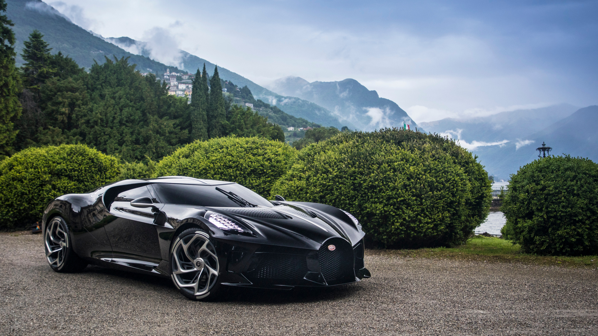 Black Porsche 911 on Road Near Green Trees and Mountains During Daytime. Wallpaper in 1920x1080 Resolution