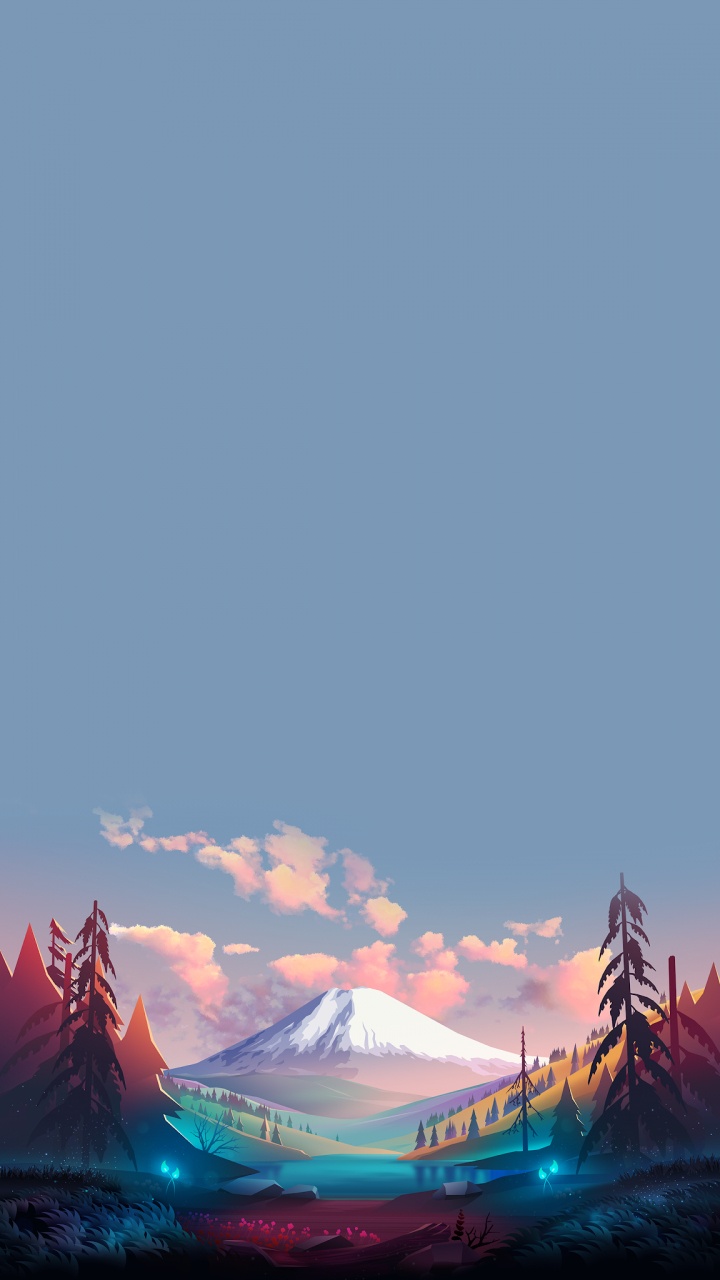 Montaña, el Monte Fuji, Ilustración, Arte, Diseño. Wallpaper in 720x1280 Resolution