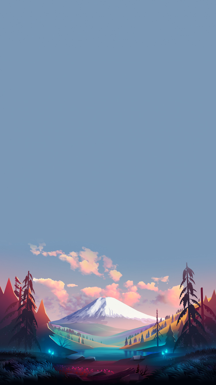 Mount Fuji, Illustration, Kunst, Design, Malerei. Wallpaper in 750x1334 Resolution