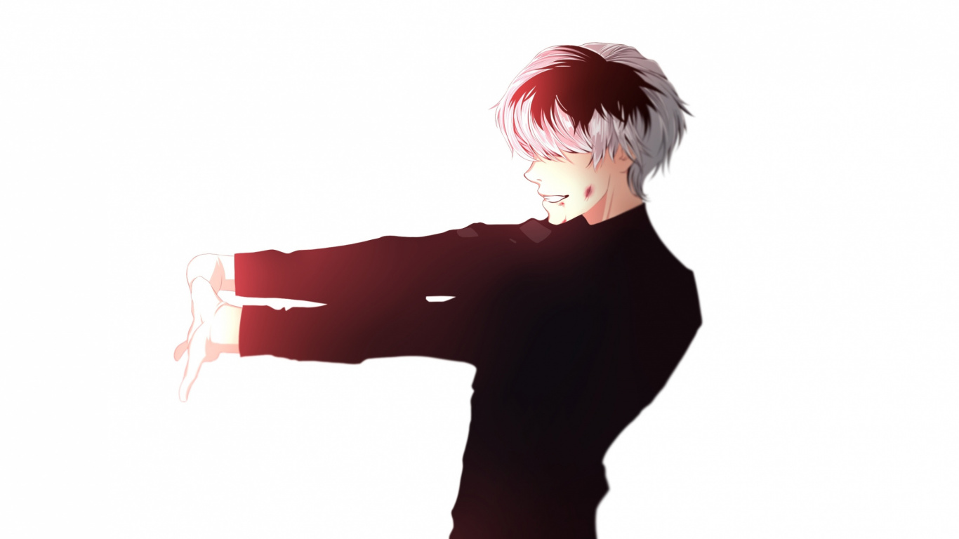 Mann im Schwarzen Hemd Mit Blauen Haaren. Wallpaper in 1366x768 Resolution