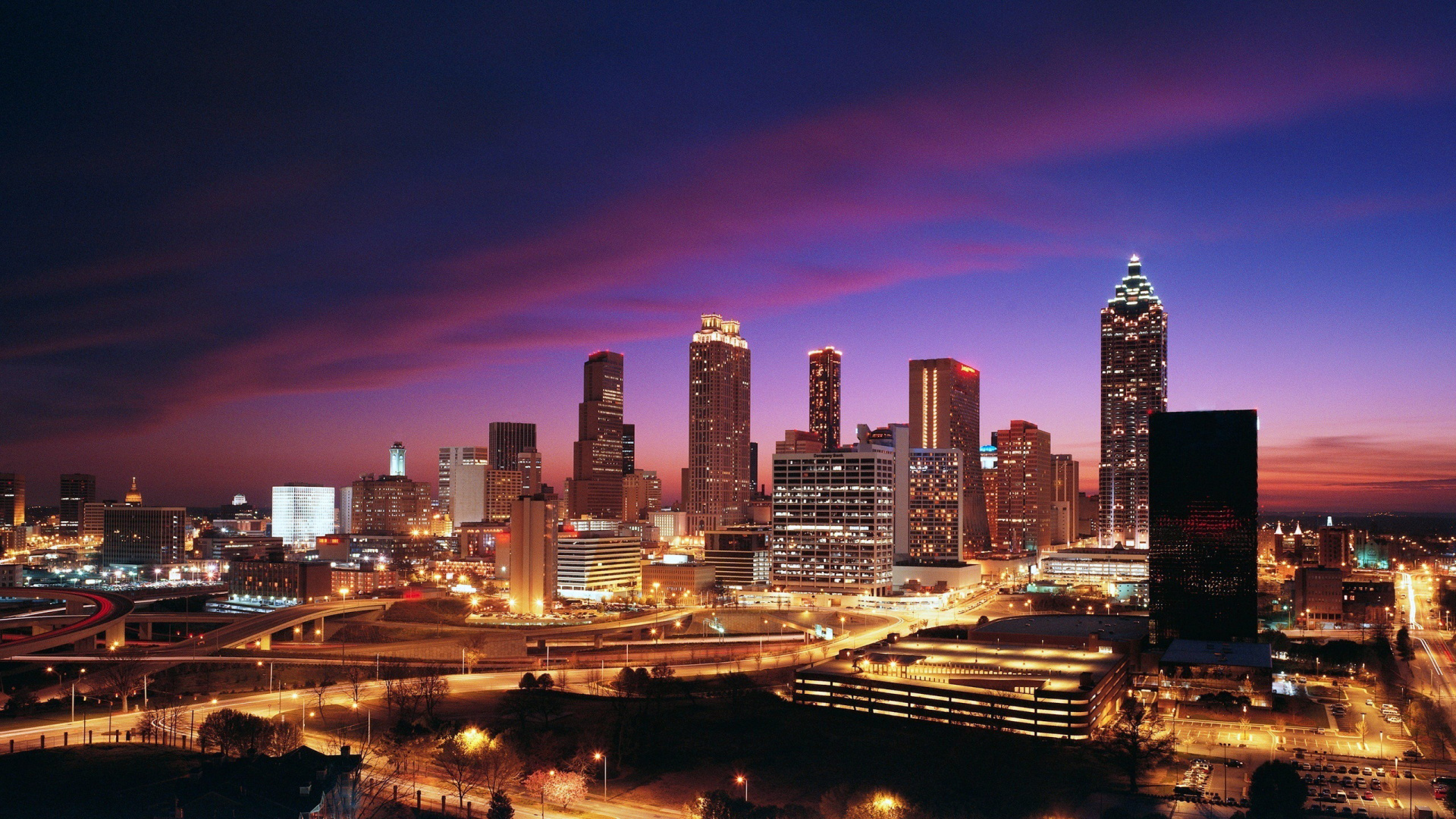 Skyline Der Stadt Bei Nacht Night. Wallpaper in 1920x1080 Resolution