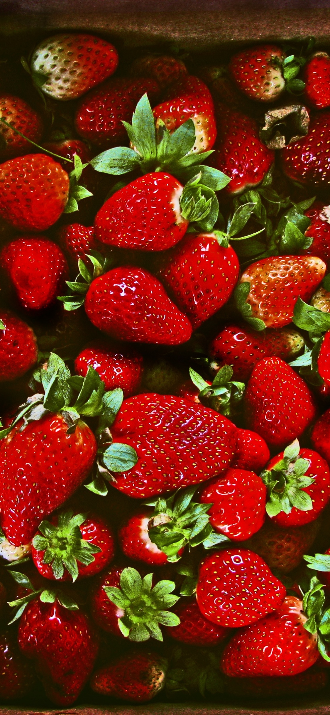 Fresas en Recipiente de Madera Marrón. Wallpaper in 1125x2436 Resolution