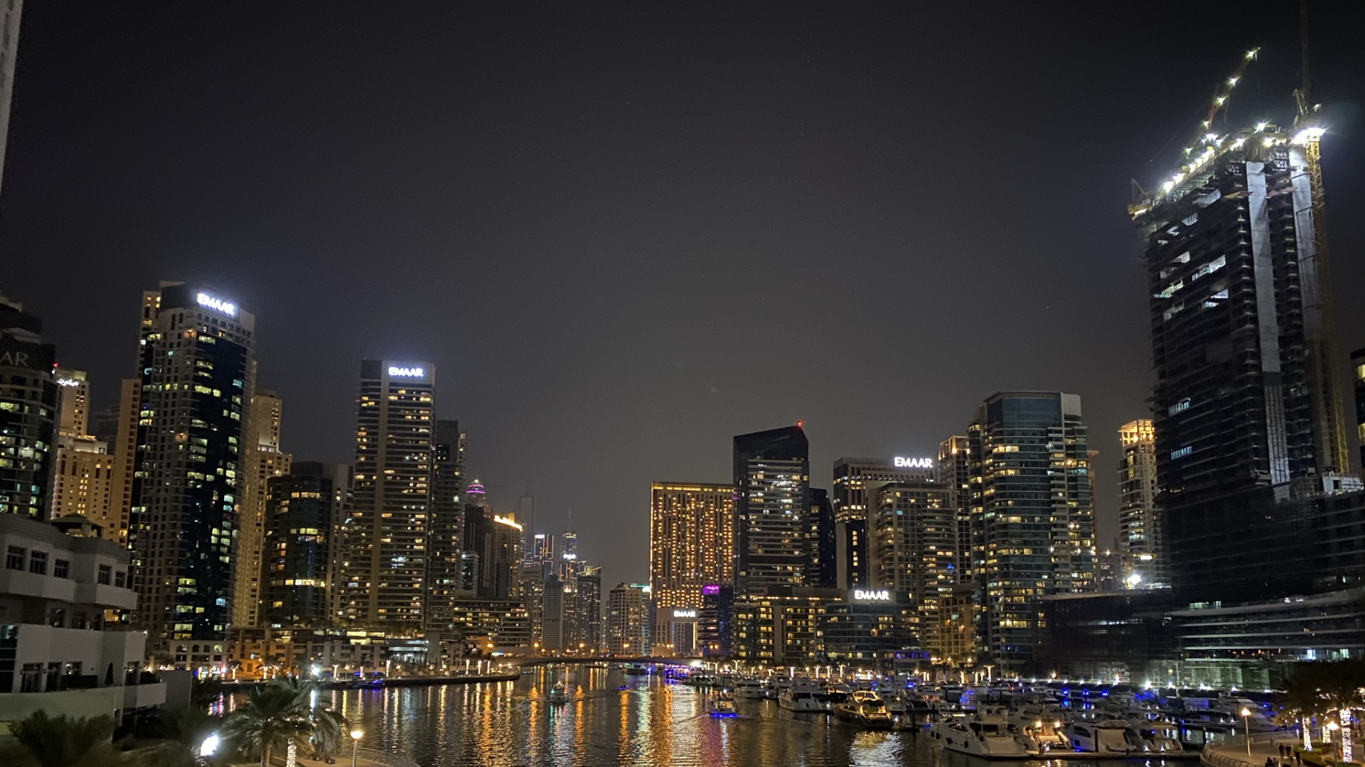 Dubai, Dubai Marina, Night, Tower Block, Metropolis. Wallpaper in 1920x1080 Resolution