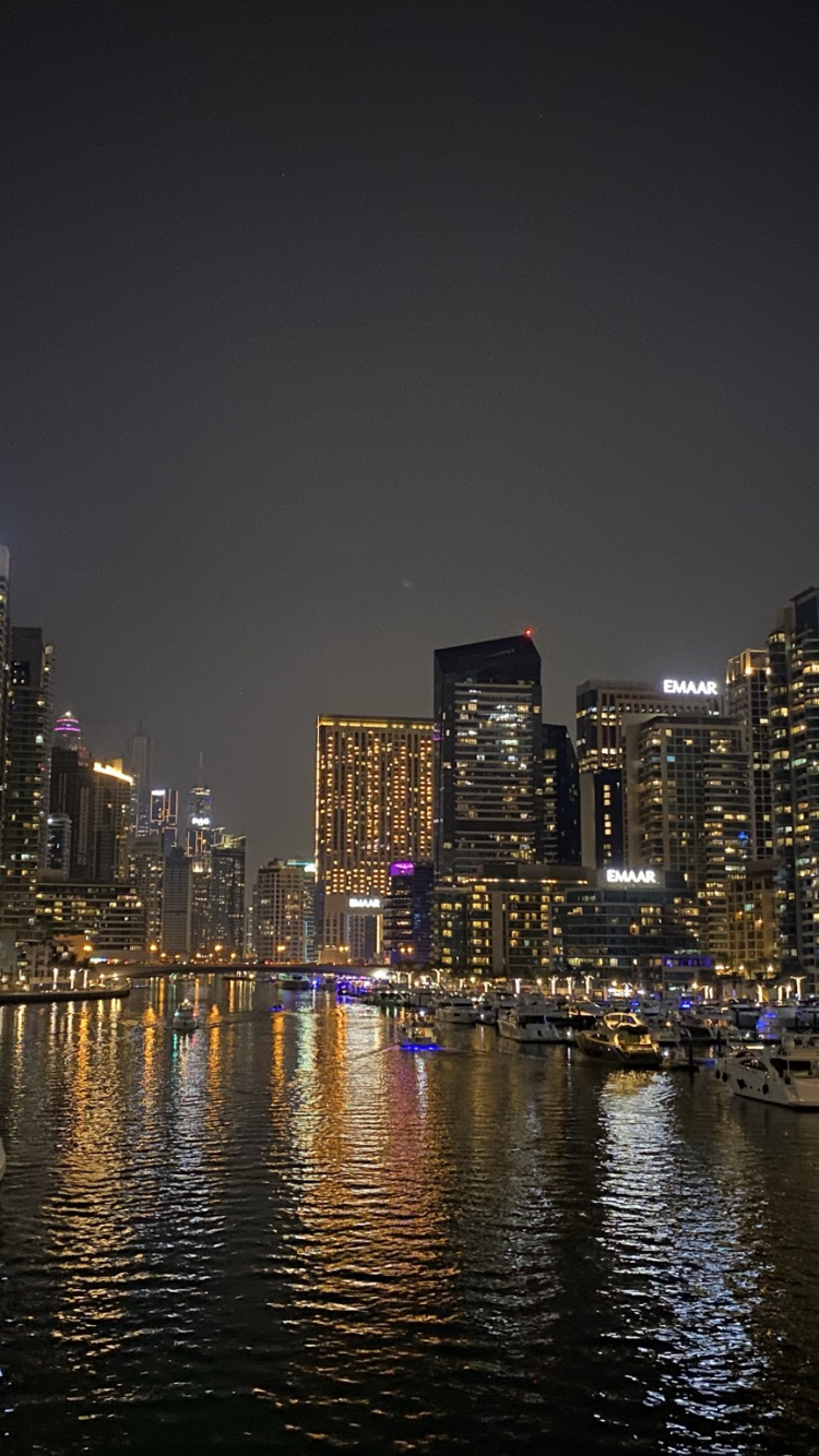 Dubaï, La Marina De Dubaï, Nuit, Tour de Bloc, Métropole. Wallpaper in 750x1334 Resolution