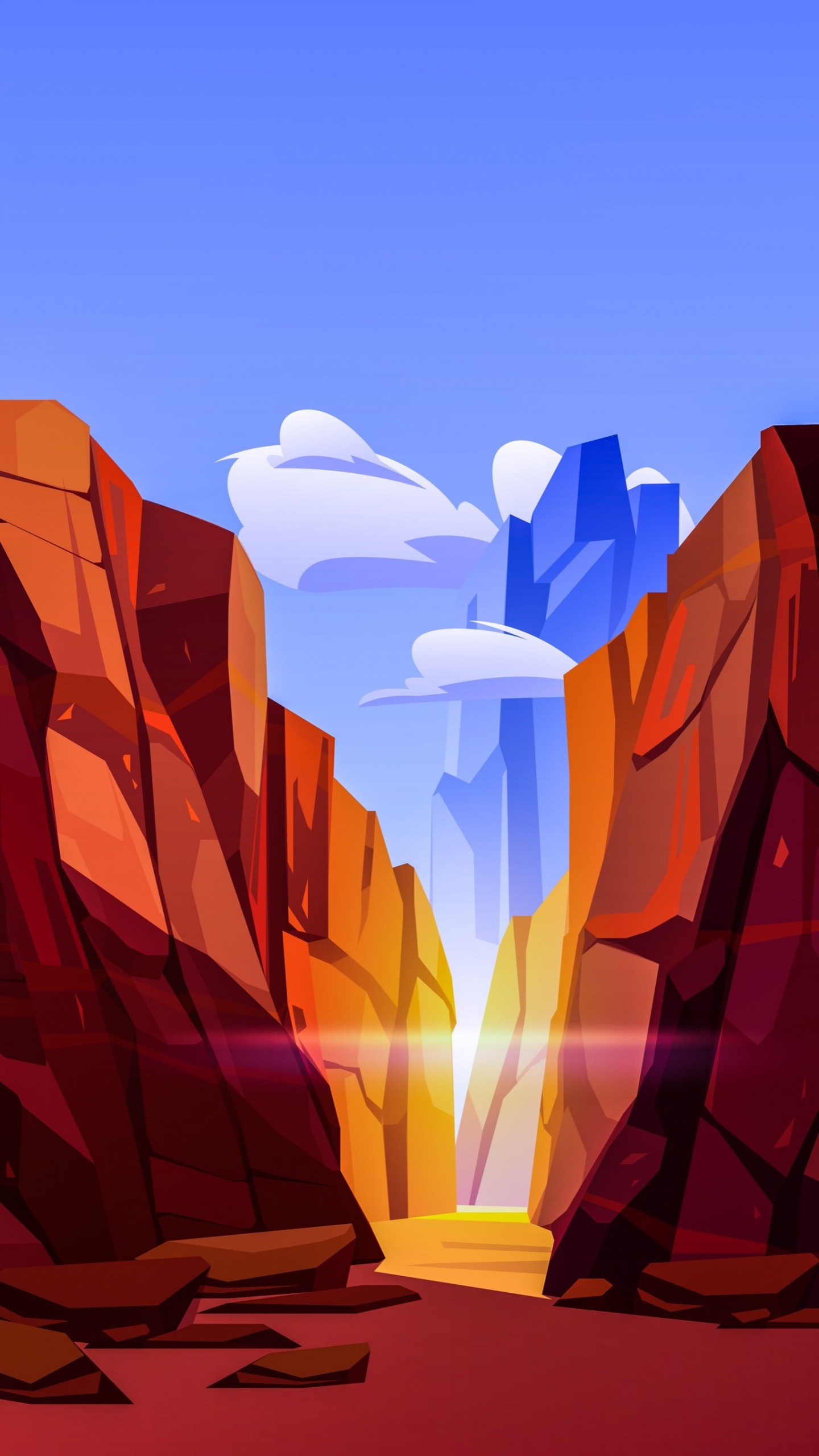 Schlucht Cartoon Einfach, Grand Canyon, Vektor-Grafiken, Canyon, Illustration. Wallpaper in 1440x2560 Resolution