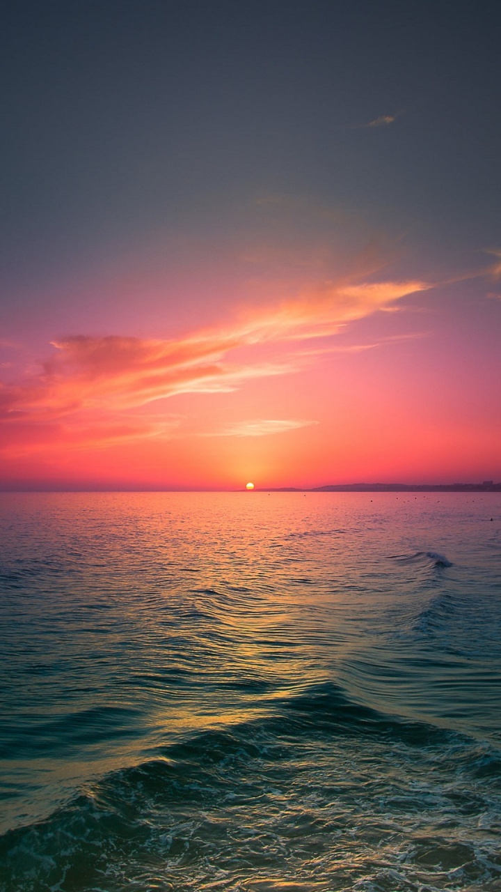 Sundown Beach, Sunset, Beach, Water, Cloud. Wallpaper in 720x1280 Resolution