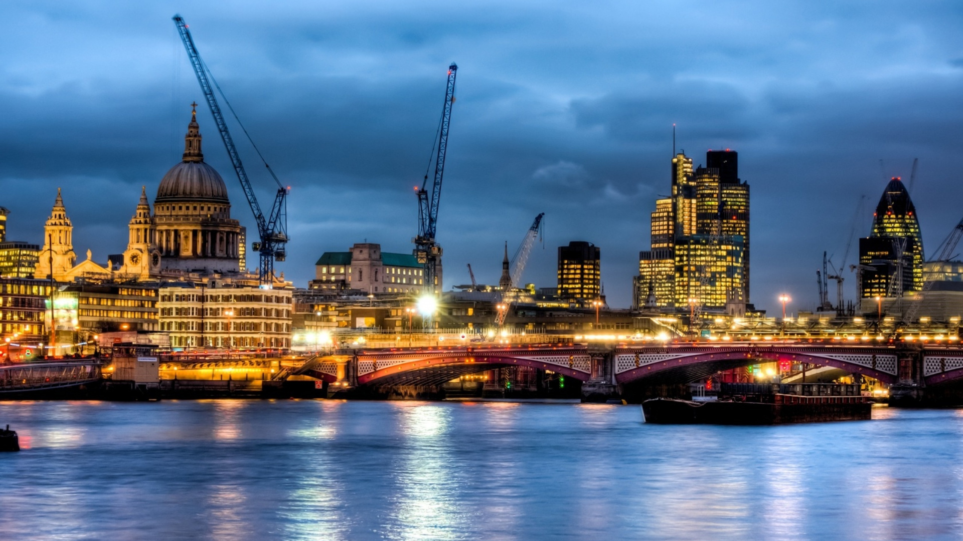 City Skyline During Night Time. Wallpaper in 1920x1080 Resolution