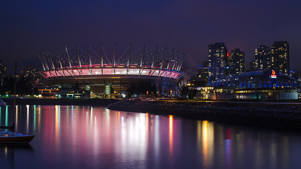 Bridge Over River During Night Time. Wallpaper in 1280x720 Resolution