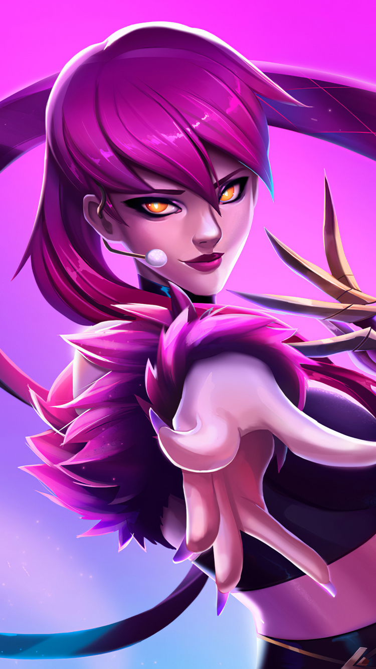 Art, Fan Art, Long Hair, Magenta, K DA. Wallpaper in 750x1334 Resolution