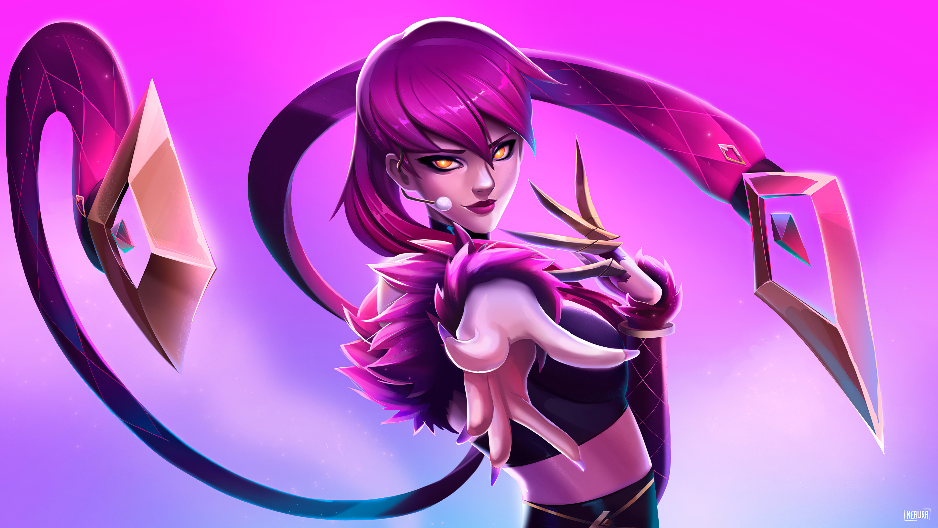 Arte, Fan Art, el Pelo Largo, Magenta, K DA. Wallpaper in 3840x2160 Resolution